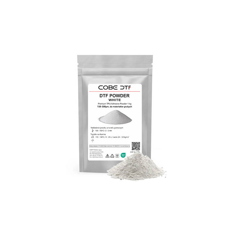 Biały proszek DTF do grubych tkanin