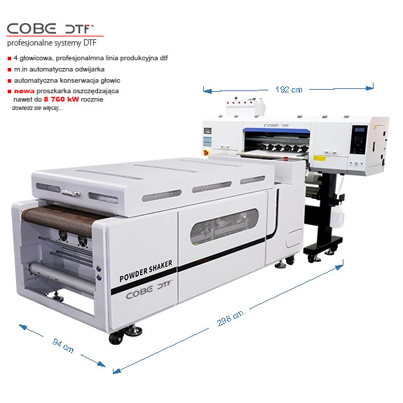 Drukarka DTF 60 cm Cobe  4× Epson I3200 + proszkarka