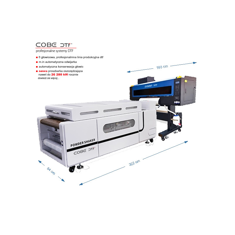 Drukarka DTF 60 cm 5 × Epson I3200 + proszkarka | Cobe