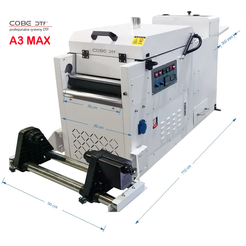 Drukarka DTF A3 Cobe  + proszkarka – kompaktowy zestaw 30 cm
